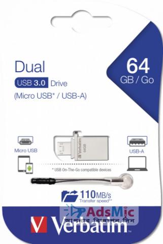 Verbatim 64GB Dual USB 3.0 Flash Drive