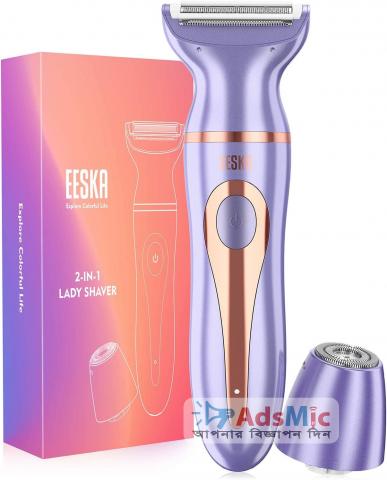 EESKA Women's Electric Shaver, Wireless Ladyshaver for Face, Arms and Legs, Armpits, Intimate Area,